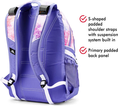 High Sierra Loop Backpack, Travel, or Work Bookbag with tablet sleeve, One Size, Unicorn Clouds/Lavender/White
