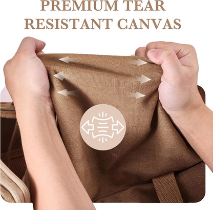 SHOWKOO Duffle Bag for Travel 60L Expandable Canvas Travel Bag Durable Vintage Weekender Overnight Carry On Bag for Men(Khaki)