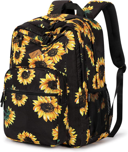 ZORFIN 26L Backpack for College, and Travel: Water Resistant Bookbag - Sunflower