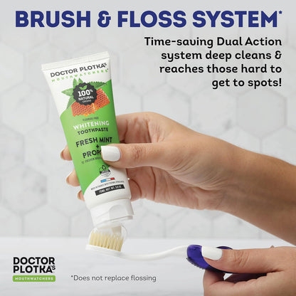 MOUTHWATCHERS Soft Flossing Folding Travel Toothbrush, Blue, Ultra Clean, Good for Sensitive Teeth and Gums, by Dr. Plotka's