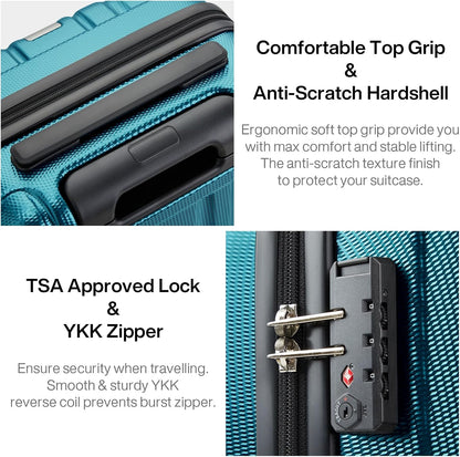 Hanke 14 Inch Underseat Carry On Luggage with Wheels Hard Shell Suitcases Carry On Bag Lightweight Small Mini Suitcase Tsa Luggage for Travel. Caribbean Blue.