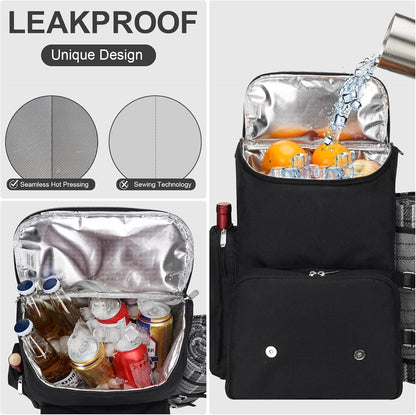 Picnic Backpack for 2 Person with Large Insulated Cooler Bag, Picnic Basket Set with Wine Pouch, Waterproof Picnic Blanket & Cutlery Set. Perfect for Camping, Party,Wedding Gift for Couple.2P-Black