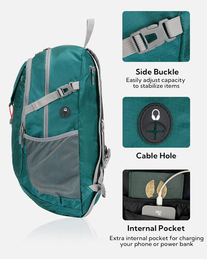 WATERFLY Lightweight Packable Hiking Backpack: 30L Foldable Travel Daypack Ultralight Camping Day Pack for Woman Man