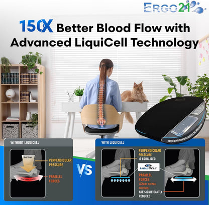 Original Seat Cushion - Liquicell Membrane Technology for Pressure Relief, Tailbone Pain, Sciatica, Hip & Lower Back Pain - Long Sitting on Car Seat, Office/Home Chair (18" W x 17" x 3")