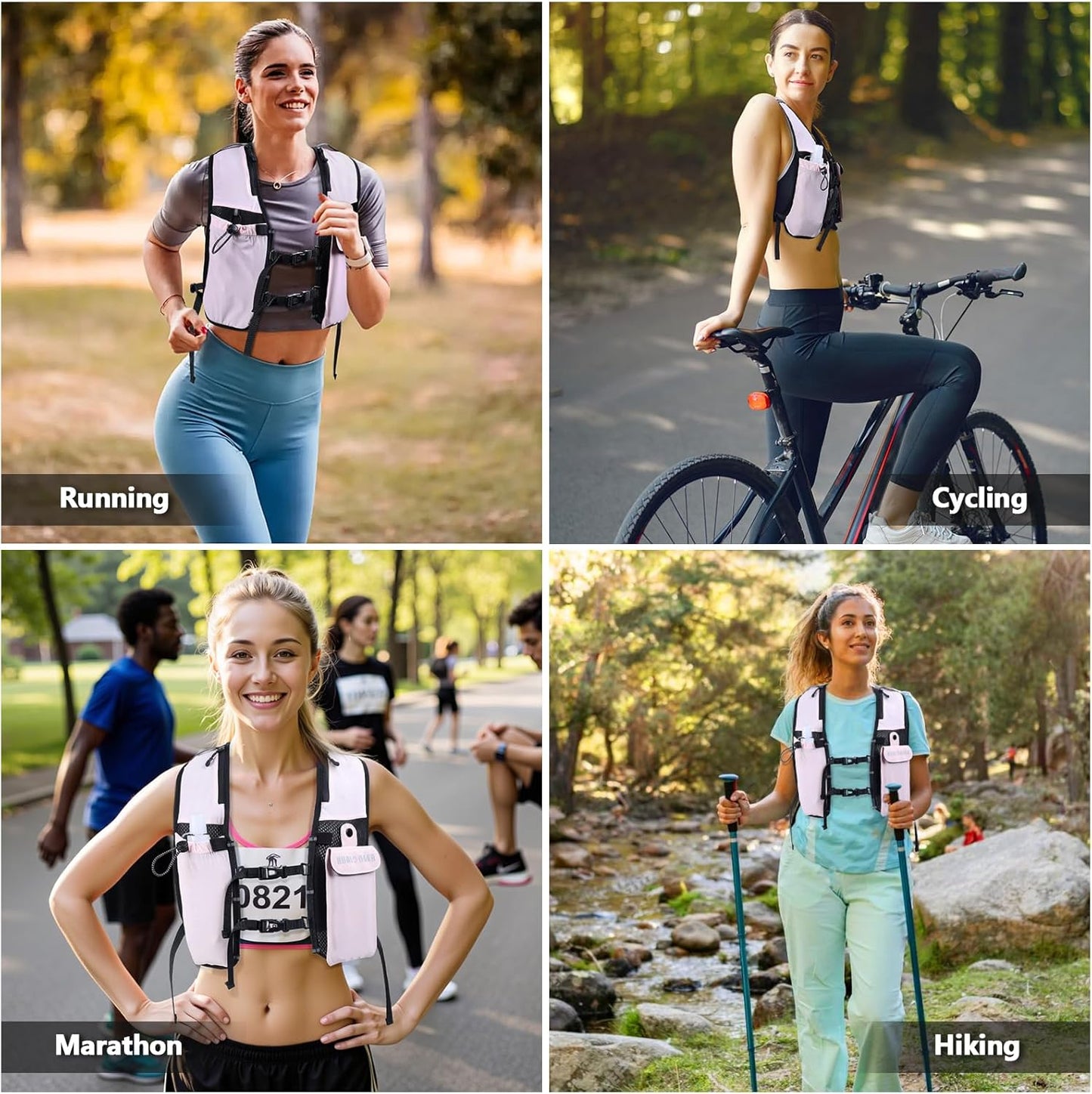 Running Hydration Vest for Women Men,Lightweight Breathable Hydration Pack with 500ml Soft Flask, Adjustable Chest Straps Reflective Backpack for Trail Running Marathon Race Jogging Cycling
