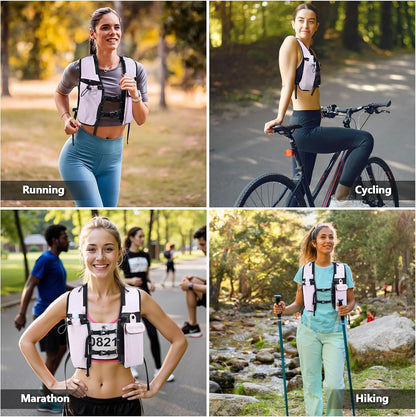 Running Hydration Vest for Women Men,Lightweight Breathable Hydration Pack with 500ml Soft Flask, Adjustable Chest Straps Reflective Backpack for Trail Running Marathon Race Jogging Cycling