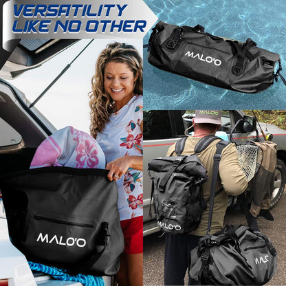 Malo'o Waterproof Dry Bag Duffel 40L/60L/100L, Roll Top Duffel Keeps Gear Dry for Kayaking, Rafting, Boating, Swimming, Camping, Hiking, Beach, Fishing - Internal & External Pockets and Molle Loops