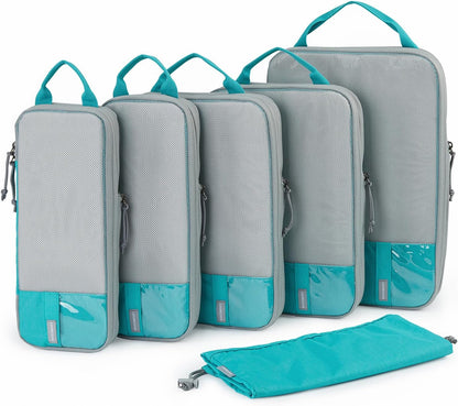 BAGSMART 6 Set Compression Packing Cubes - Lightweight Travel Essentials, Durable Luggage Organizer