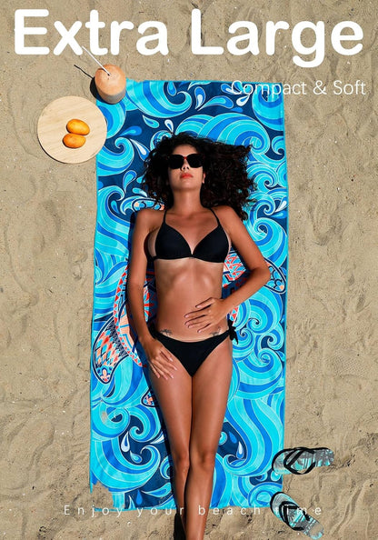 4 Pack Microfiber Lightweight Beach Towel Sand Free Quick Dry Absorbent Thin Compact Towels for Swimming Pool Camping Beach Accessories Large Easy Pack Travel Things for Vacation Essentials Gift