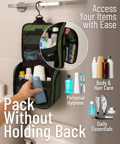 DD D&D Wanderlust D&D Hanging Travel Toiletry Bag for Men and Women – Cosmetics, Makeup and Toiletries Organizer Kit with 10 Compartments, XXL Metal Swivel Hook, Water-Resistant Nylon