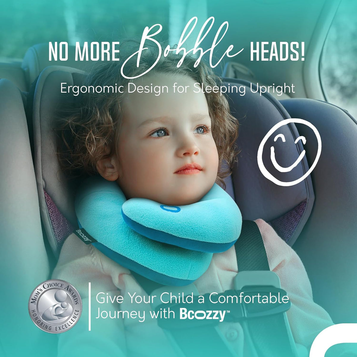 BCOZZY Kids Chin Supporting Travel Pillow for Ages 3–7- Patented Soft Neck Pillow for Head and Chin Support in Car Seat and Airplane. Comfortable Travel Essential. Small Size, Bag, Light Purple