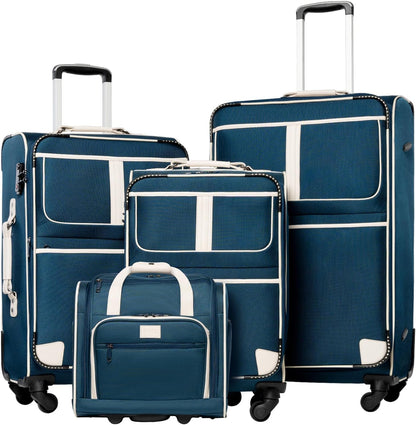 Coolife Luggage 4 Piece Set Suitcase Expandable TSA lock spinner softshell