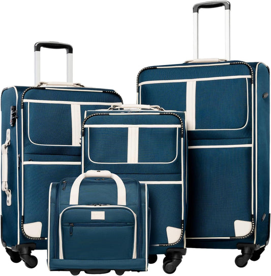 Coolife Luggage 4 Piece Set Suitcase Expandable TSA lock spinner softshell