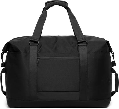 SUNNY BIRD Duffel with Utility Pouch, 40L Weekender Overnight Bag with Shoe Compartment for Travel and Sports (Black)