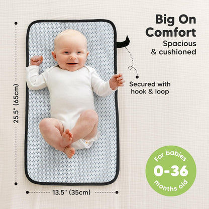 KeaBabies Portable Diaper Changing Pad, Easy Wipe Clean - Foldable Waterproof Baby Changing Mat for Diaper Bag, Compact, Lightweight, 25x13 Baby Changer Travel Essential, Machine Washable (Pixel)