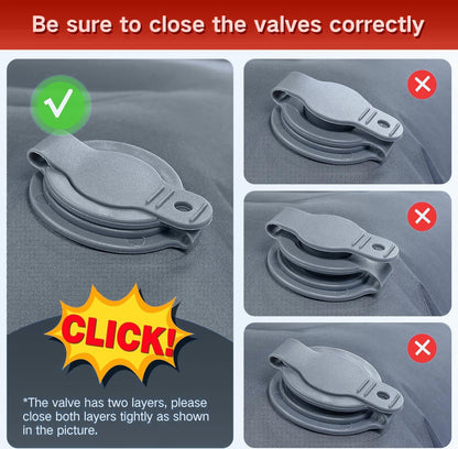 Double Sleeping Pad Camping, Self Inflating 6'' Extra-Thick 2 Person Pillow Built-in Foot Pump Waterproof Inflatable Sleeping Mat Backpacking, Tent, Hiking, Portable Camping Pad (Orange-Black)