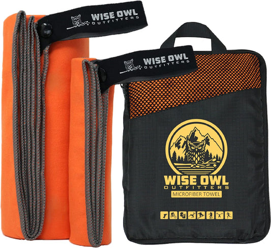 Wise Owl Outfitters Microfiber Camping Towel - Quick Dry Towel for Travel, Backpacking, Hiking, Beach, Gym & Yoga - Compact, Fast Drying & Lightweight