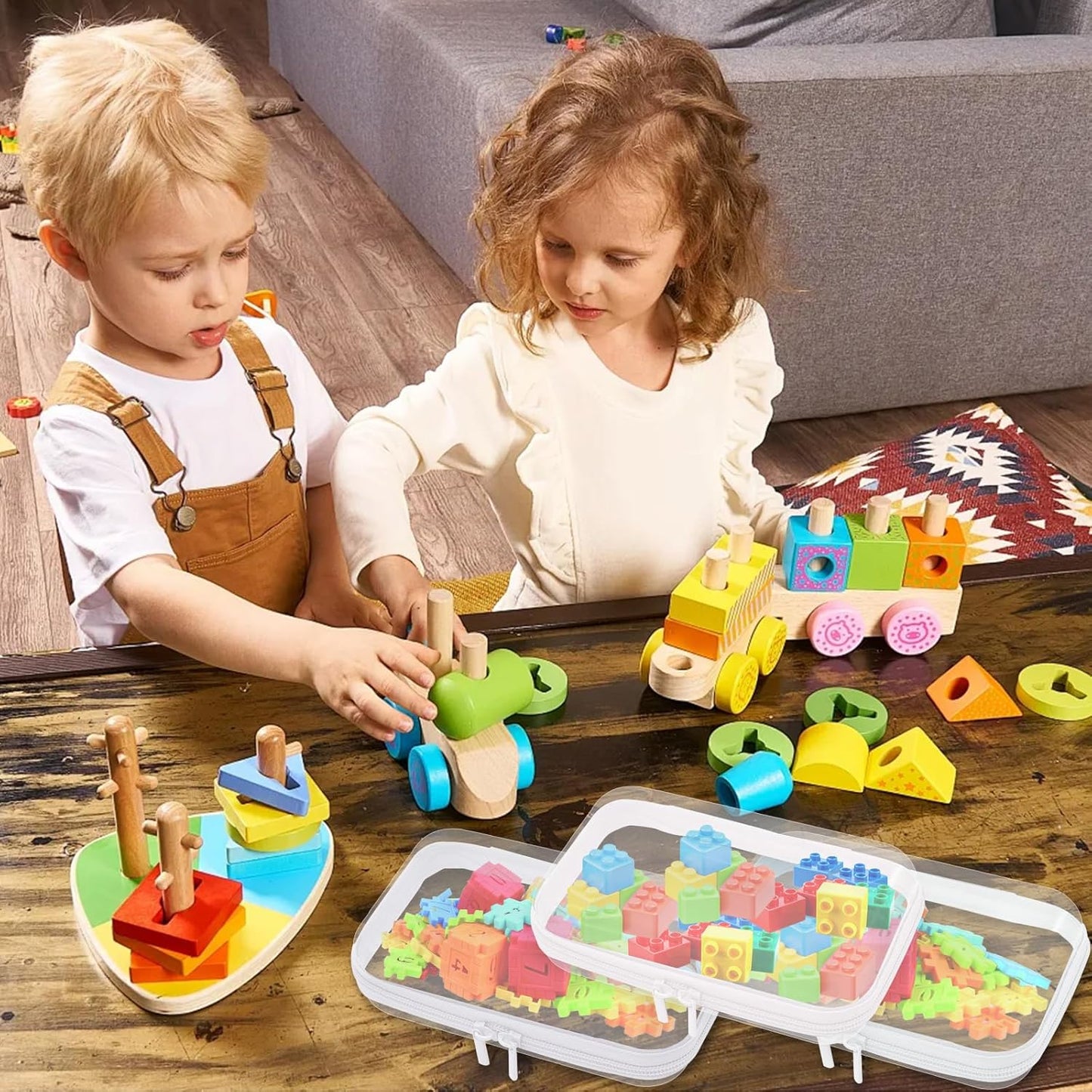 4PCS Clear Hard Zipper Case - Portable Organizer Pouches, Waterproof Plastic Cosmetic Bag,Travel Organizer Box for Cable, Make up Tools and Toiletries（White）