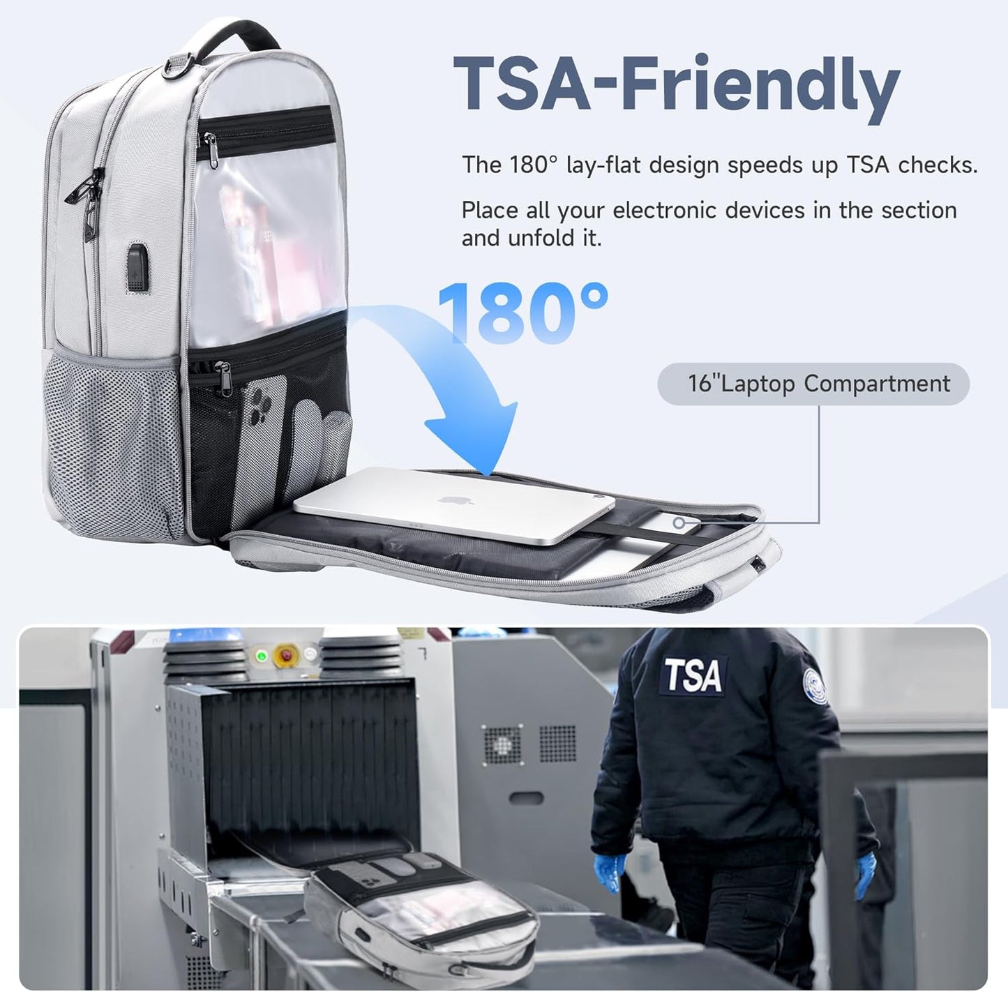 Multipocket TSA Travel Laptop Backpack for Men, Anti-Theft Business Daypacks, Airline Approved Personal Item Work Bag,Water Resistant 16 Inch Work Computer Backpack