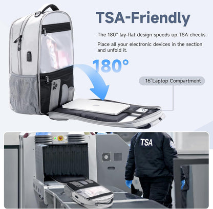 Multipocket TSA Travel Laptop Backpack for Men, Anti-Theft Business Daypacks, Airline Approved Personal Item Work Bag,Water Resistant 16 Inch Work Computer Backpack