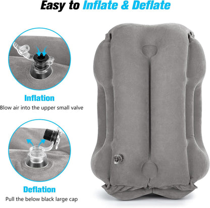 Rewondah Inflatable Travel Pillows for Airplanes | Airplane Pillow for Long Flight | Travel Plane Pillow for Airplanes Sleep Support | Blow up Flight Pillow for Long Flights to Avoid Neck Pain
