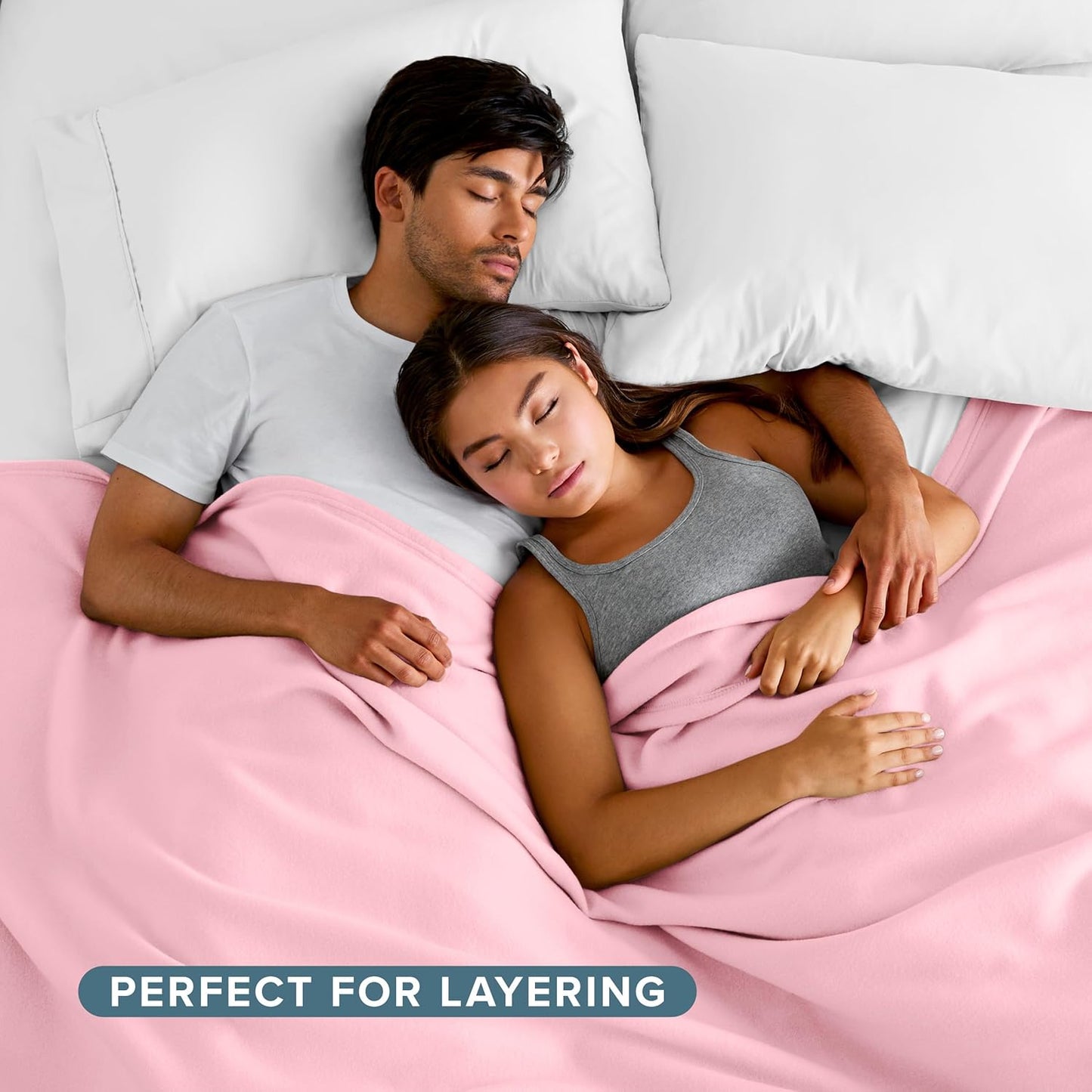 Bare Home Polar Fleece Blanket - Light Pink - Warm & Cozy - Premium Fleece for Bed, Sofa, Camping, Travel and Cold Nights - Lightweight Blanket (King, Light Pink)