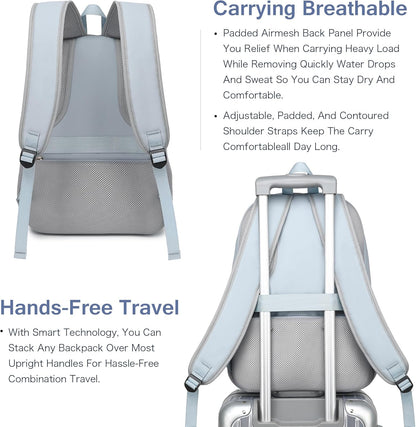 Boavan Laptop Backpack for women, 15.6 inch Laptop Bag with USB Port, Waterproof Travel Work Backpack Purse, Anti-Theft Teacher Nurse Doctor Casual Bookbags Office Business backpack，Blue