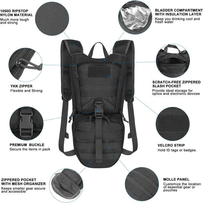Unigear Tactical Hydration Packs Backpack 1050D with 3L Water Bladder, Thermal Insulation Pack Keeps Liquid Cool up to 4 Hours for Hiking, Cycling, Hunting and Climbing