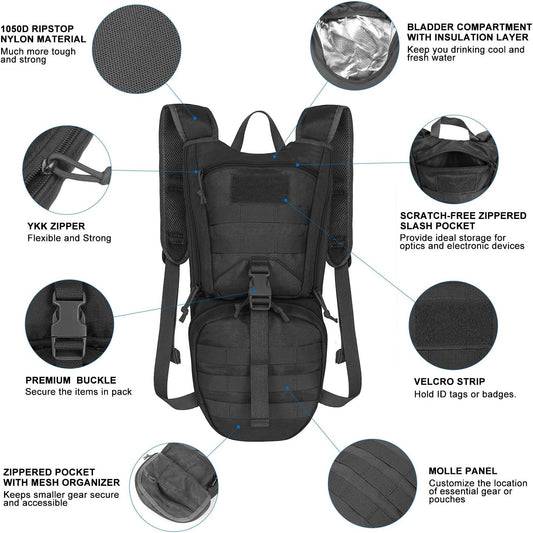 Unigear Tactical Hydration Packs Backpack 1050D with 3L Water Bladder, Thermal Insulation Pack Keeps Liquid Cool up to 4 Hours for Hiking, Cycling, Hunting and Climbing