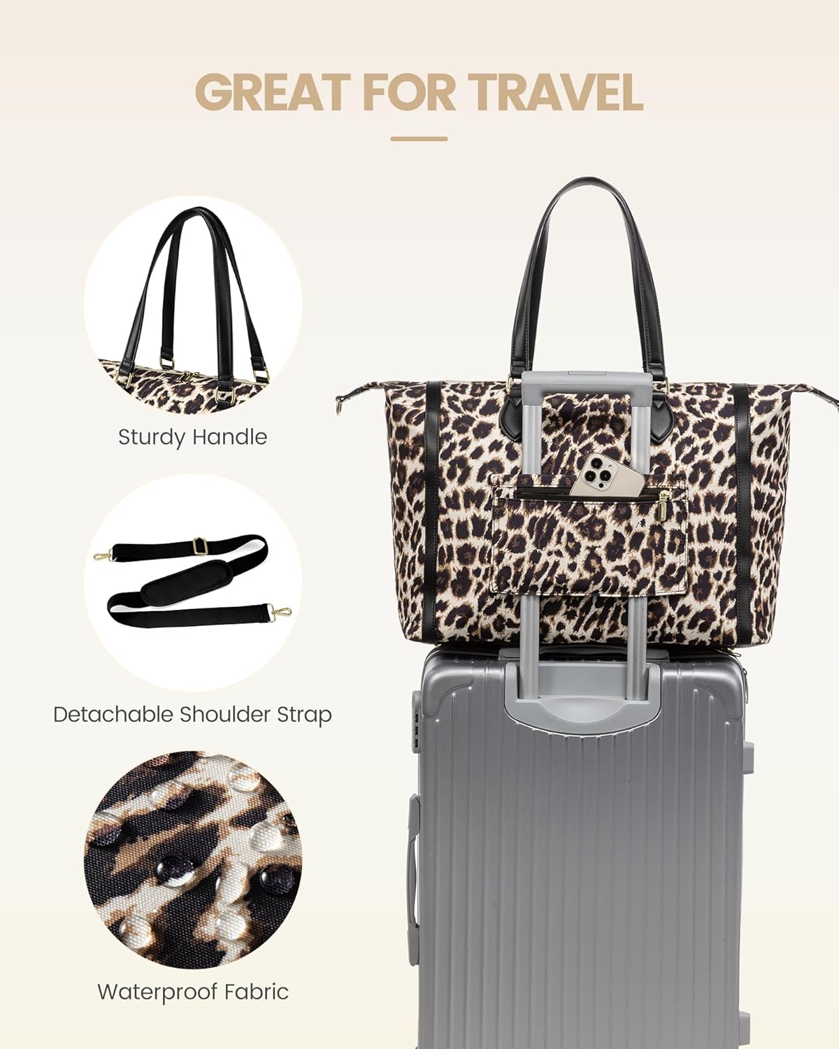 LOVEVOOK Travel Weekender 4-in-1 Duffle With Shoes Compartment, Carry On Overnight Bag, Toiletry Pouch & Wet Pocket, Large Tote for Women Labor Delivery Hospital