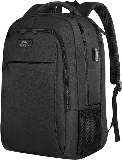 MATEIN Extra Large Travel Backpack, TSA Friendly 18.4 Inch Laptop Backpack with USB Charging Port, Anti Theft Flight Approved Business Work College Computer Big Bag for Women Men, Black