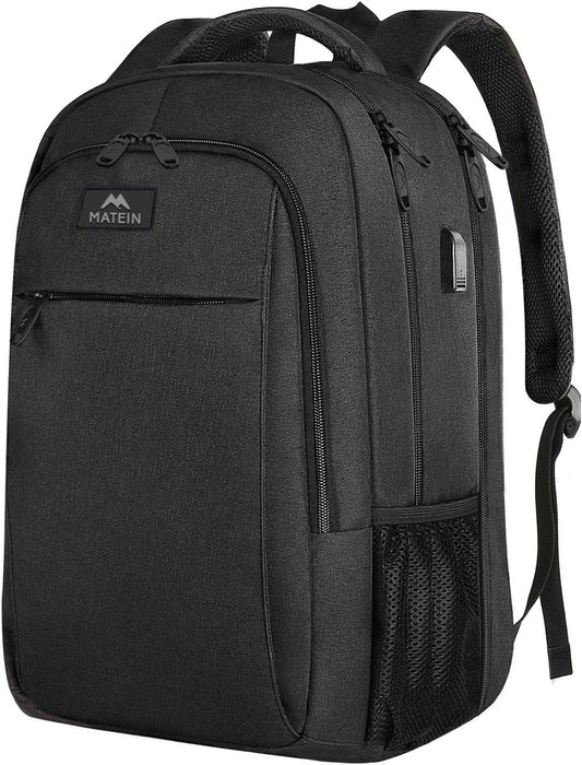 MATEIN Extra Large Travel Backpack, TSA Friendly 18.4 Inch Laptop Backpack with USB Charging Port, Anti Theft Flight Approved Business Work College Computer Big Bag for Women Men, Black