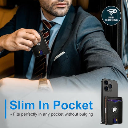 Airtag Wallet for Men, with Money Clip 11 Cards Slim Front Pocket Leather RFID - Image 5