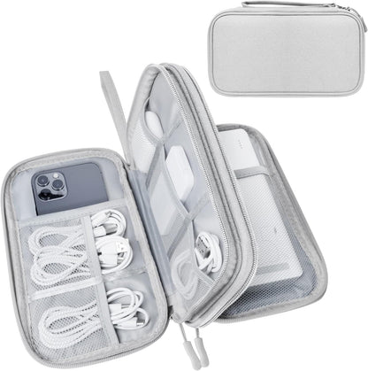 Electronics Travel Organizer,Portable Waterproof Electronic Travel Storage Bag for Small Charging Cord Storage,Charger,Small Electronics,SD Card etc,for Travel,Business - Grey