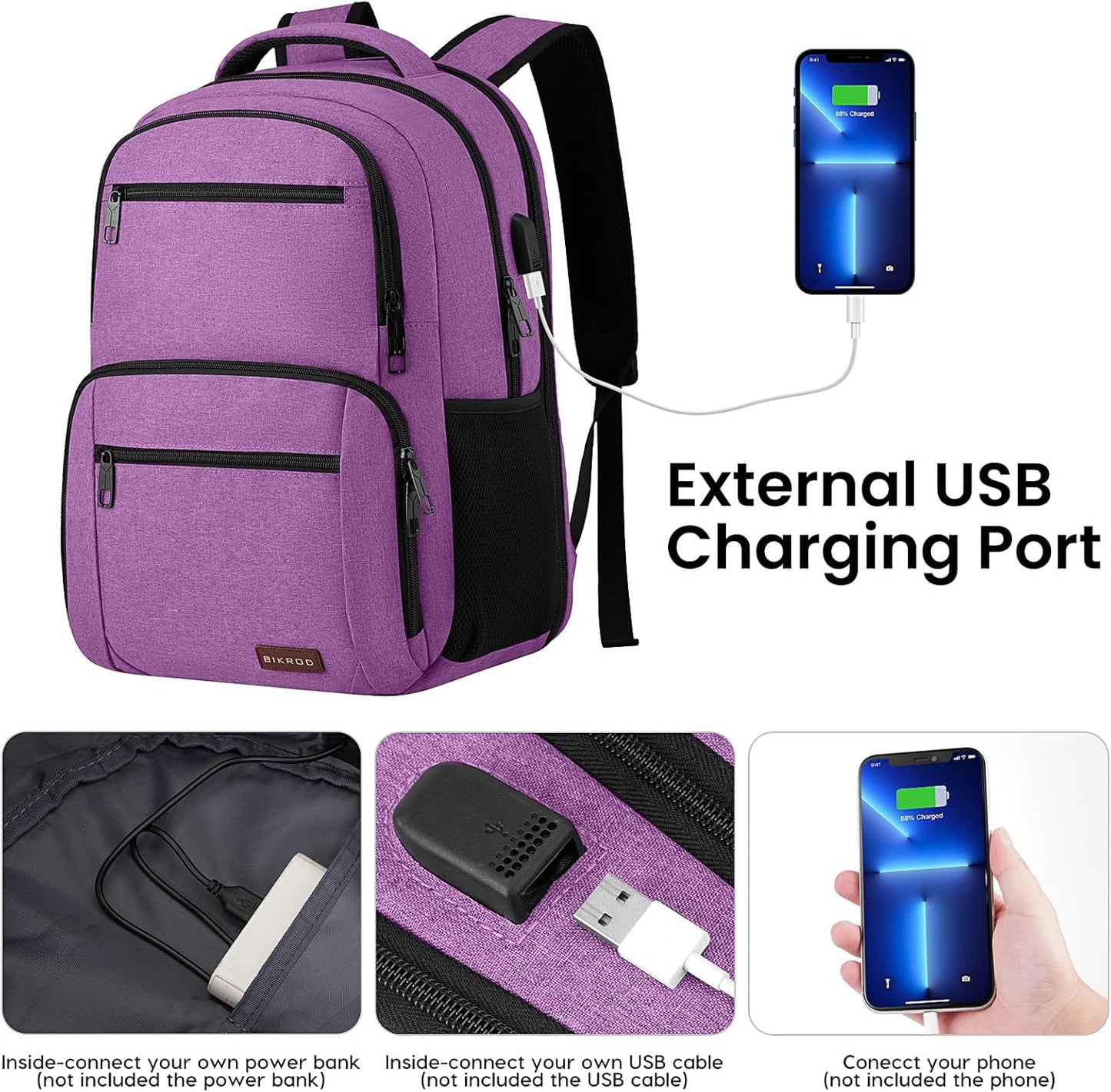 Backpack for Girls Women, School Backpack for Teen Boys, Lightweight Casual High School Bookbag, Daily-use Travel Laptop Backpack with USB Charging Port Fits 15.6 Inch Notebook