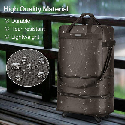 Hanke Suitcases with Wheels Expandable Foldable Luggage Bag Suitcase Collapsible Rolling Travel Bag Duffel Bag for Men Women Lightweight Suitcases without Telescoping Handle, Coffee