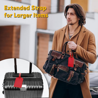 Travelambo Luggage Tags for Suitcases PU Leather Travel Tags Bag Tags Privacy Protection Travel Essentials