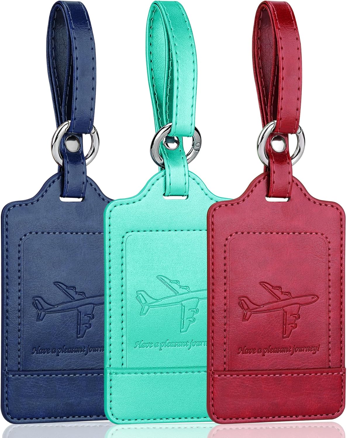 Teskyer Luggage Tags, 3 Pack Premium PU Leather Luggage Tags Privacy Protection Travel Bag Labels Suitcase Tags