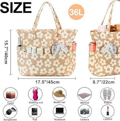 Waterproof Beach Tote Pool Bags for Women Ladies Extra Large Gym Tote Carry On Bag With Wet Compartment for Weekender Travel