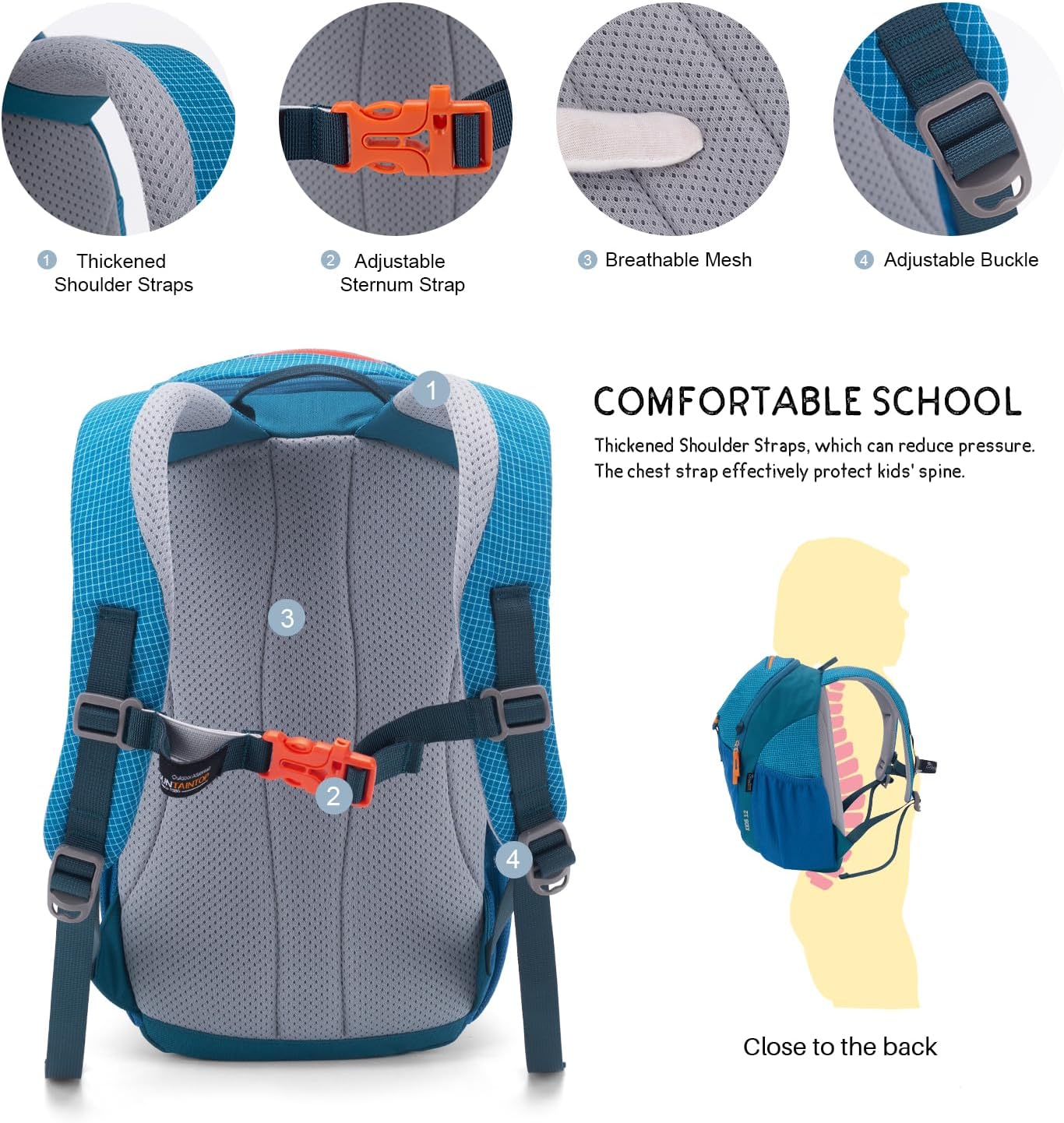 MOUNTAINTOP Kids Backpack 12L Toddler Hiking Backpack,Kindergarten Preschool Daypack for Boys Girls