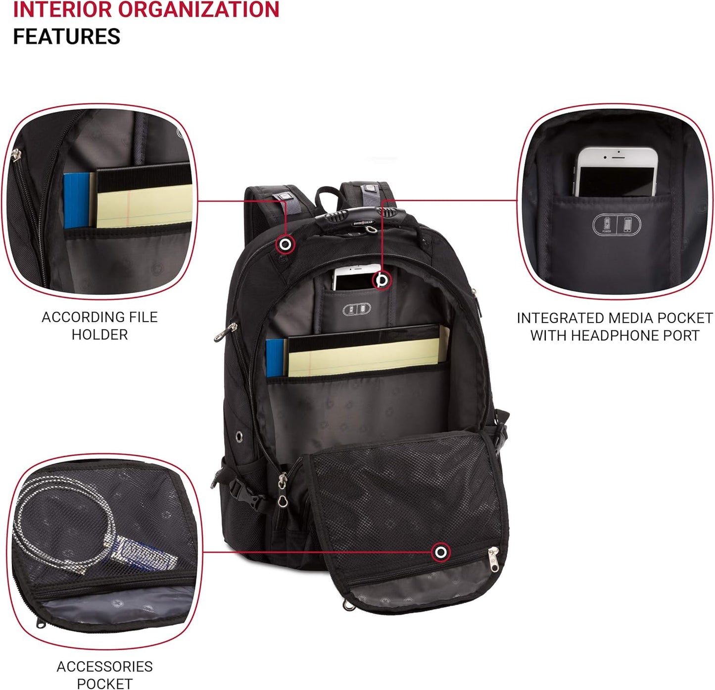 SwissGear 1923 Scansmart Backpack, Black/Silver, 17-Inch