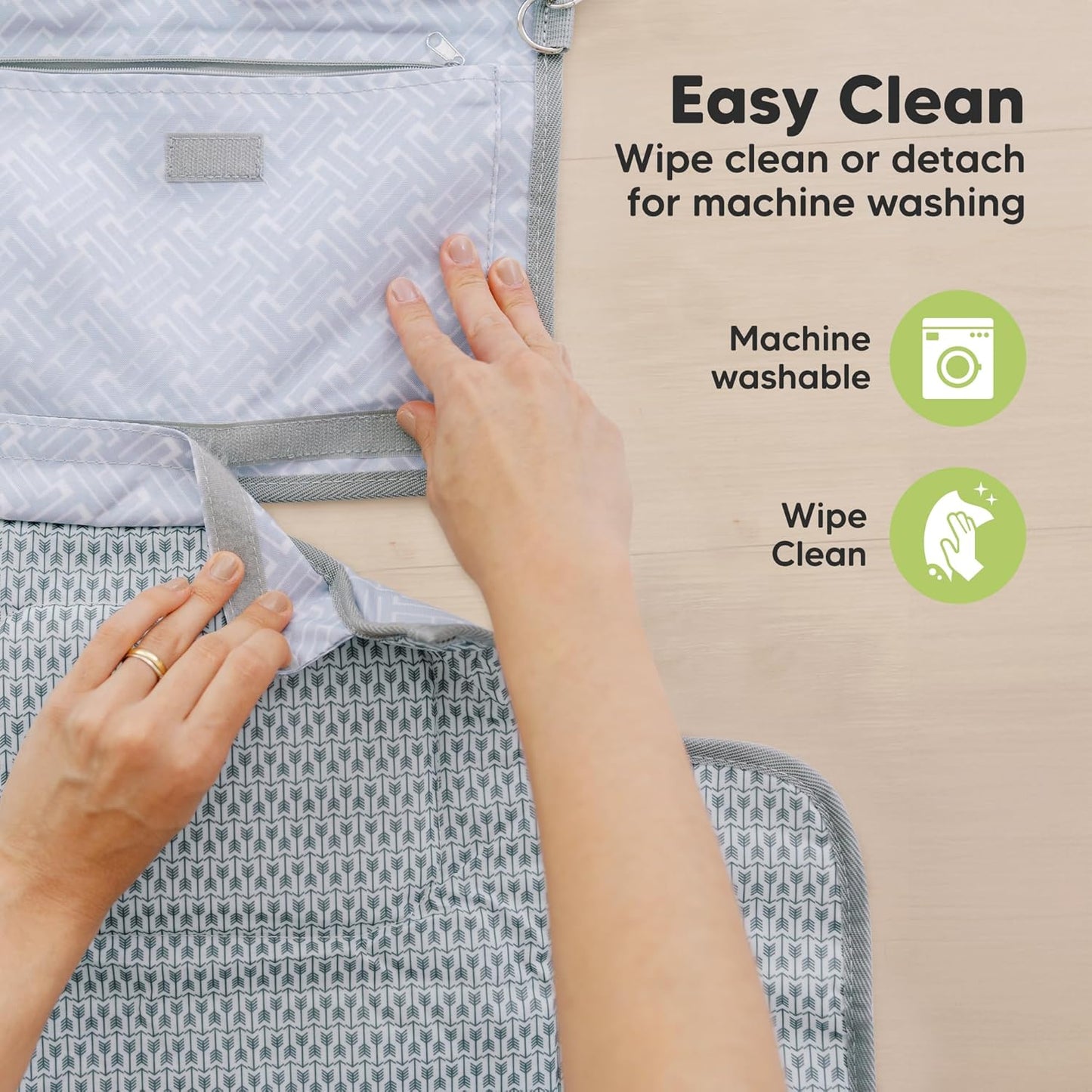 KeaBabies Portable Diaper Changing Pad - Large Waterproof Baby Changing Mat, Compact Travel Diaper Clutch, Functional Pockets Fit Newborn Essentials, Wipeable & Padded Baby Changer (Prism)