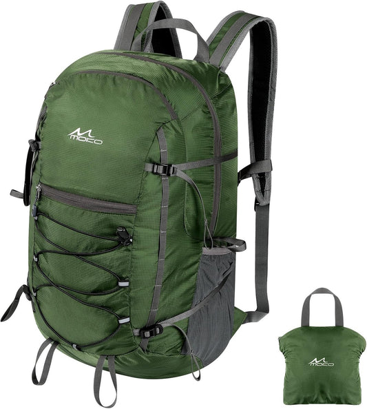 MoKo Hiking Backpack, 40L Large Capacity Camping Backpack with Multiple Pockets, Tear-Resistant Travel Daypack for Men Women, Packable and Lightweight Hiking Daypack for Travel Camping Outdoor, Olive