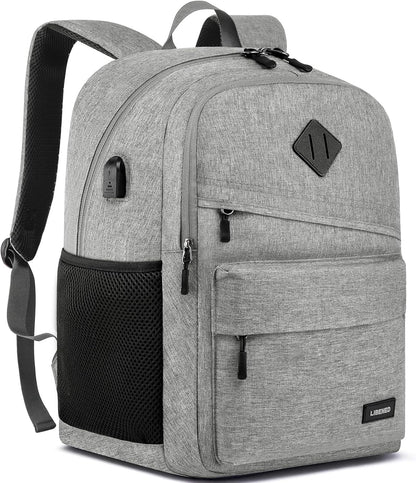 Backpack for School, Teen Backpack, Computer Bag with 2 Compartments, Ergonomic Shoulder Straps, 15.6 Inch Laptop Sleeve, Book Mochilas - Grey