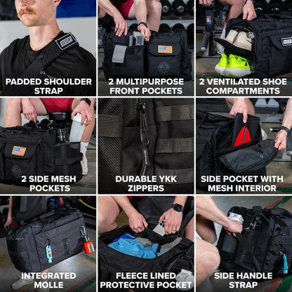 Serious Steel Fitness Heavy Duty 1000D Nylon Duffel Gym Bag (Black - Big Bud)