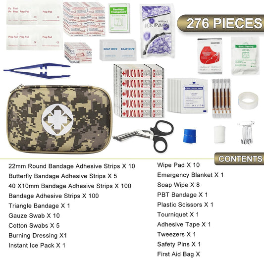 276Pcs Business First Aid Emergency Industrial First Aid Kits Basic Refill Supplies for Workplace Business Camouflage