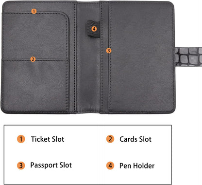 Melsbrinna Premium Leather Passport Holder Covers Case, Waterproof Rfid Blocking Travel Wallet Passport Holder with Pen Holder, Cute Passport Book for Women/Men