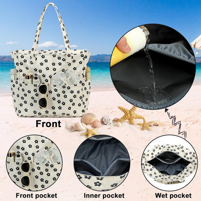 Waterproof Beach Tote Pool Bags for Women Ladies Extra Large Gym Tote Carry On Bag With Wet Compartment for Weekender Travel