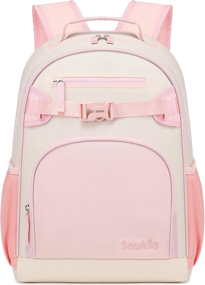 Lightweight Cute Kids Backpack for School Kindergarten Elementary Backpacks for Gilrs ages 6-8-10 (Pink Cream)