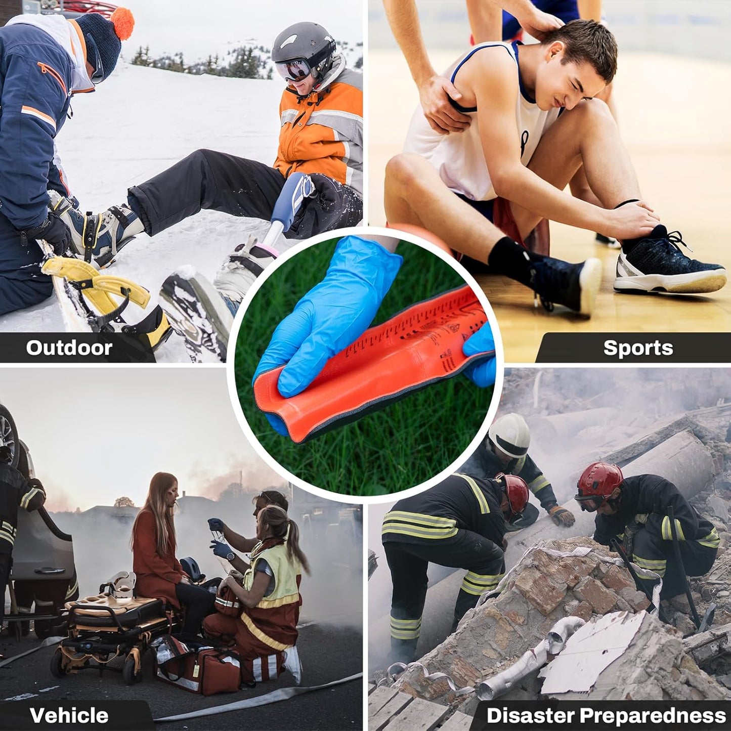 RHINO RESCUE First Aid Splint 36" X 4.3" Orange-Gray, Keep Bones in Position (4, Splint Bundle)
